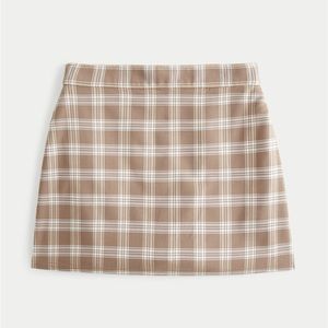 Hollister Tan Plaid Mini Skort